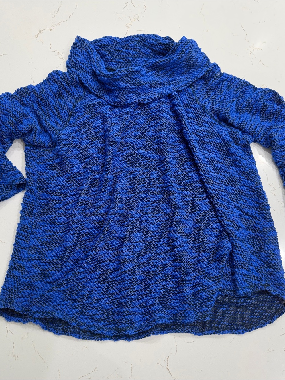 Ruby Rd. Cobalt Blue Black Plus Size Textured Cowl Neck Sweater Tunic